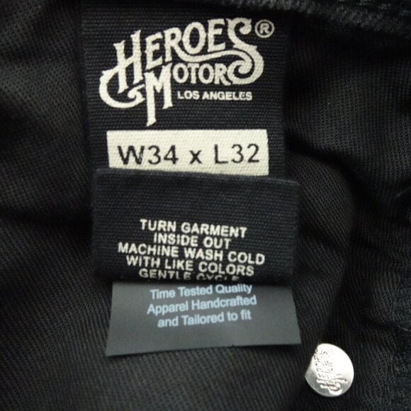 Heroes Motors Moto Jeans Men's Size 34x32 Black Denim Super Slim Paint Splatters - Picture 12 of 14